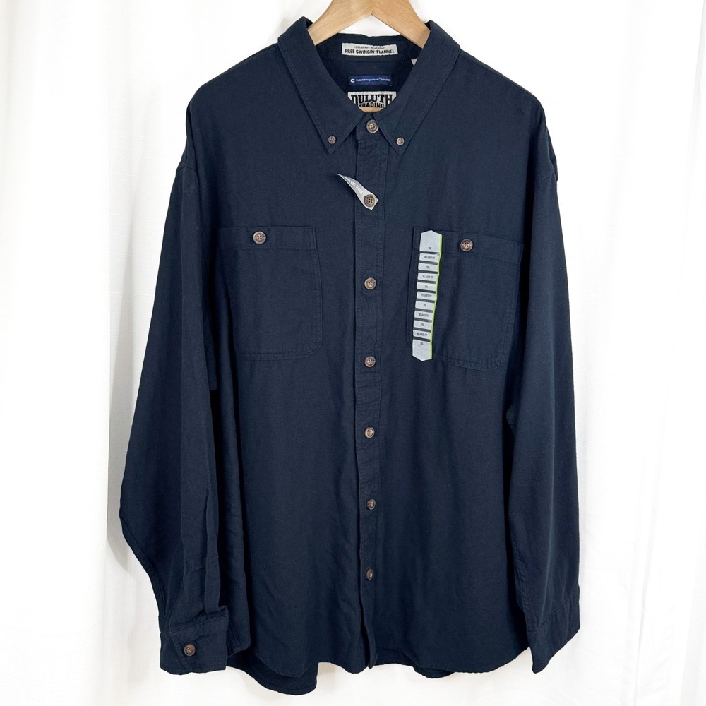 NWT Duluth Trading Free Swingin' Flannel 2XL MagnaReady Magnetic Navy Shirt